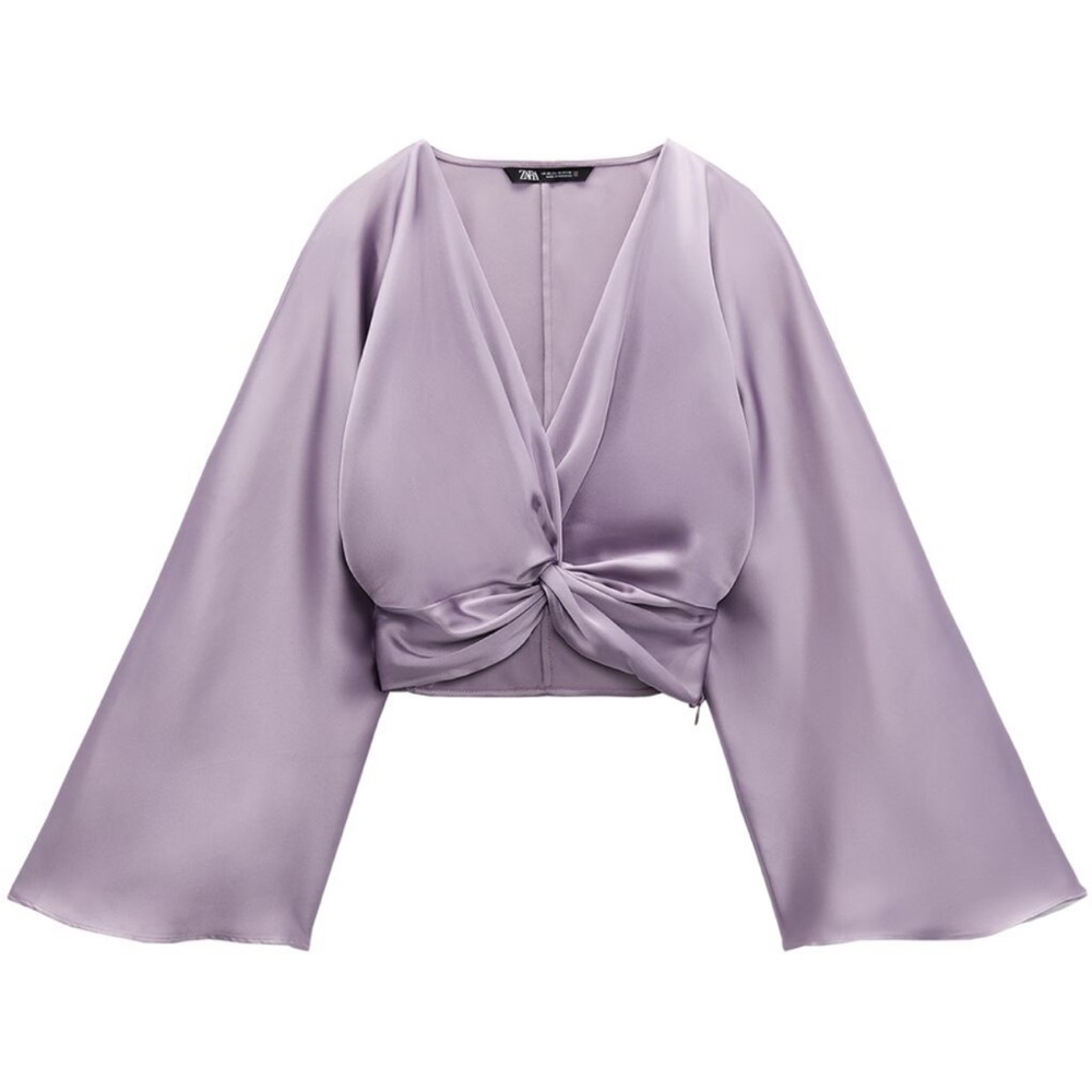 ZARA— Knotted Satin Effect Top, Mauve, never worn
